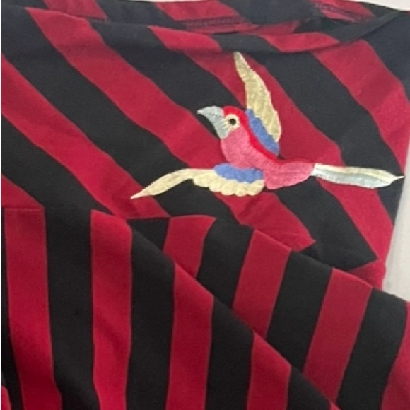 Striped Knit Skirt With Embroidered Parrot Detail (M) - Picture 2 of 6